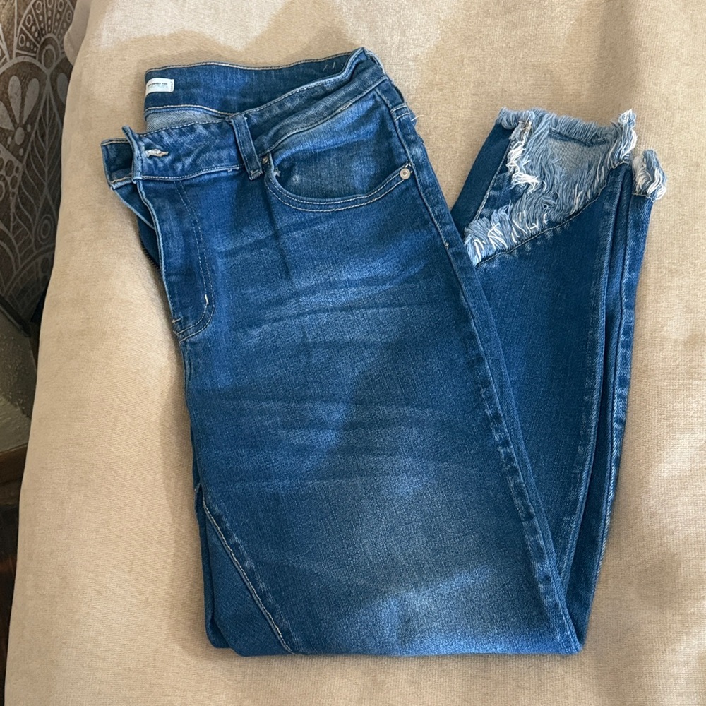 KanCan Dark Blue Distressed Ankle Jeans
